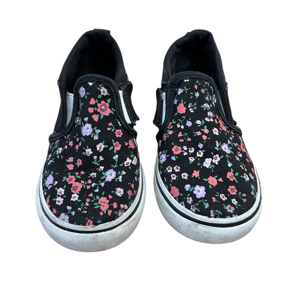 Vans Black Floral Kids Sneakers